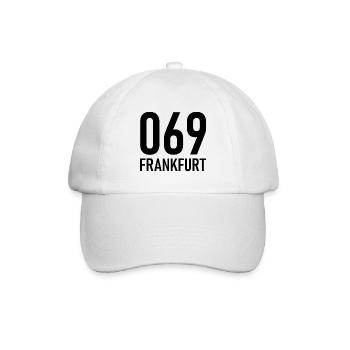 069 - Frankfurt - Vorwahl - Telefon - telefonieren - Baseballkappe - Weiß/Weiß - Vorne