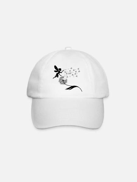 Schmetterlingdesign Pusteblumen Wiese Herzen Feen - Baseballkappe - Weiß/Weiß