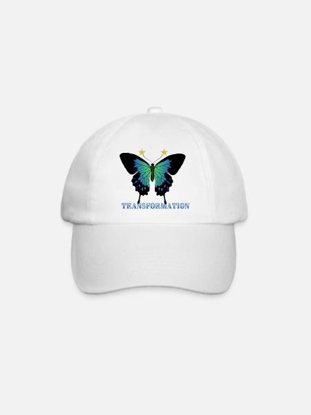 Transformation, schöner Schmetterling, Motivation - Baseballkappe - Weiß/Weiß