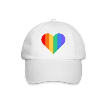 Regenbogenherz - Baseballkappe - Weiß/Weiß - Vorne