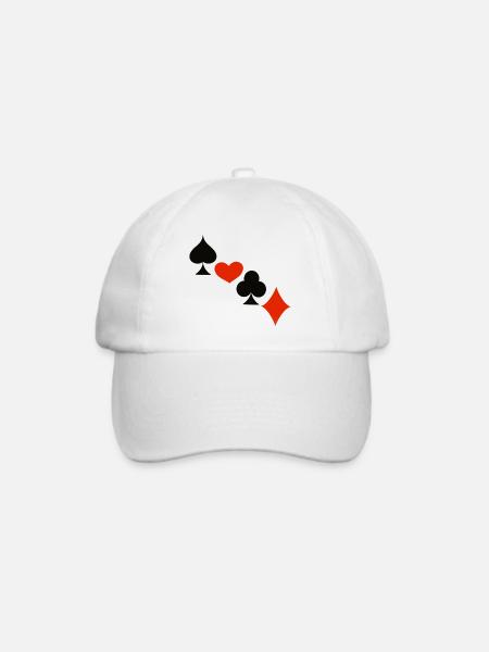 Glück im Spiel … | Spielkarten | Geschenkidee - Baseballkappe - Weiß/Weiß
