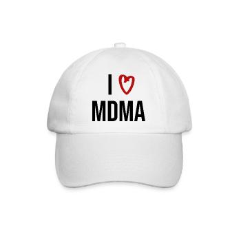 i love mdma Drogen Spruch Schrift - Baseballkappe - Weiß/Weiß - Vorne