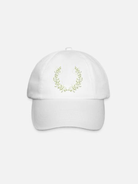 zart leuchtend grüne Zweige mit feinen Linien - Baseballkappe - Weiß/Weiß
