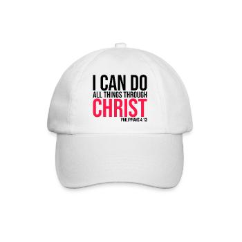 Ich kann alles durch Christus Phil tun 4,13 - Baseballkappe - Weiß/Weiß - Vorne