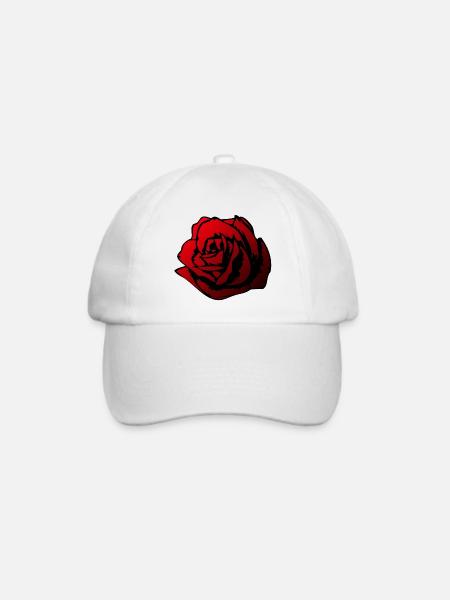 rosa Blume - Baseballkappe - Weiß/Weiß