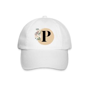 Buchstabe P - Baseballkappe - Weiß/Weiß - Vorne
