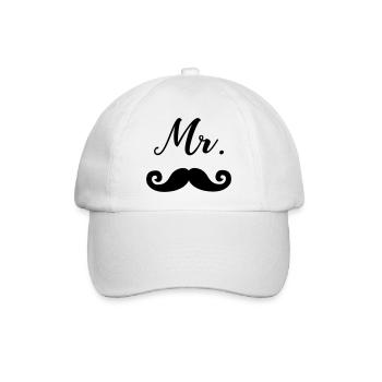 Mr Moustache - Baseballkappe - Weiß/Weiß - Vorne