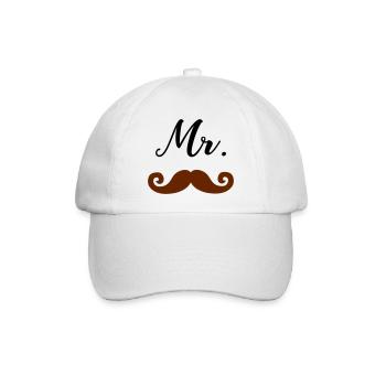 Mr Moustache - Baseballkappe - Weiß/Weiß - Vorne
