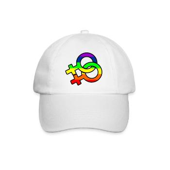 Gender-Lesben-Logo mit Regenbogen - Baseballkappe - Weiß/Weiß - Vorne