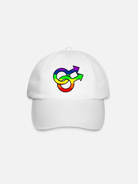 Gender Gay Logo mit Regenbogen - Baseballkappe - Weiß/Weiß