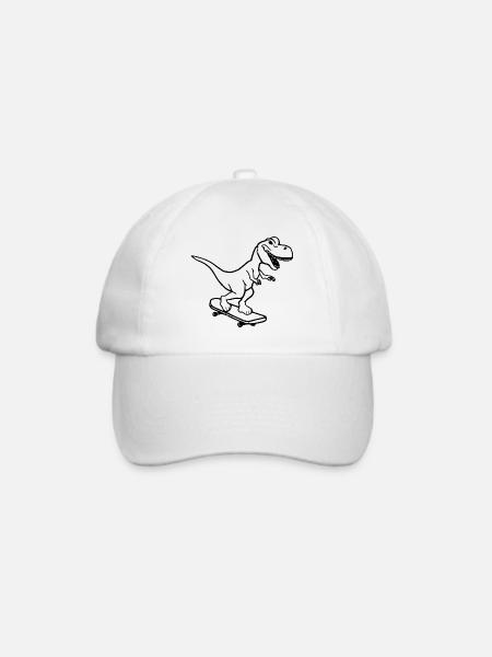 Dinosaurier Skateboard Lustig Geschenkidee - Baseballkappe - Weiß/Weiß