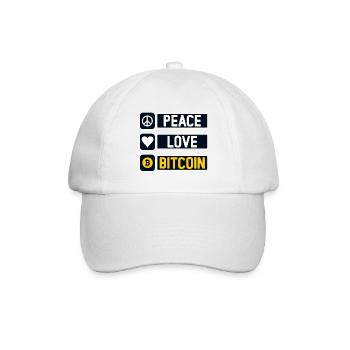 Frieden Liebe Bitcoin - Baseballkappe - Weiß/Weiß - Vorne