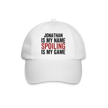 Jonathan ist mein Name Verderben ist mein Spiel - Baseballkappe - Weiß/Weiß - Vorne