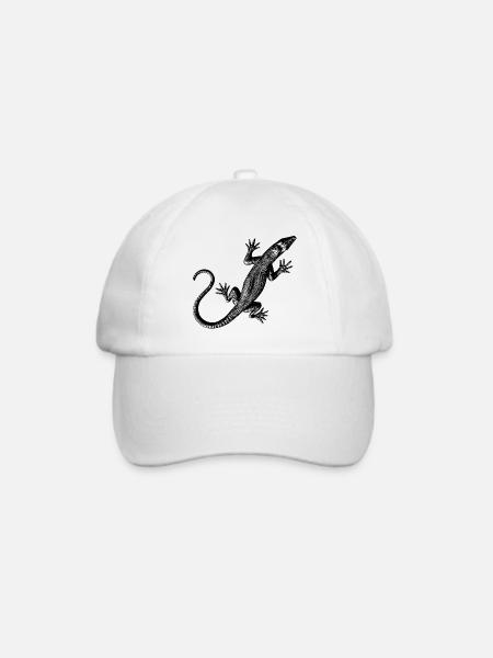 Grafik einer Eidechse - Baseballkappe - Weiß/Weiß