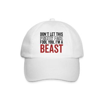 Lass dich nicht von diesem hübschen Gesicht täuschen Ich bin ein Biest - Baseballkappe - Weiß/Weiß - Vorne