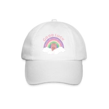 Regenbogen Schwein Wolken Good Luck Glück Geschenk - Baseballkappe - Weiß/Weiß - Vorne