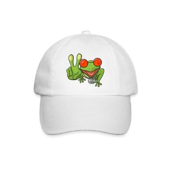 Frosch Hippie Peacezeichen - Baseballkappe - Weiß/Weiß - Vorne