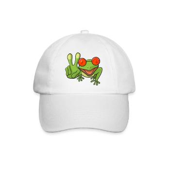 Frosch Hippie Sonnenbrille - Baseballkappe - Weiß/Weiß - Vorne
