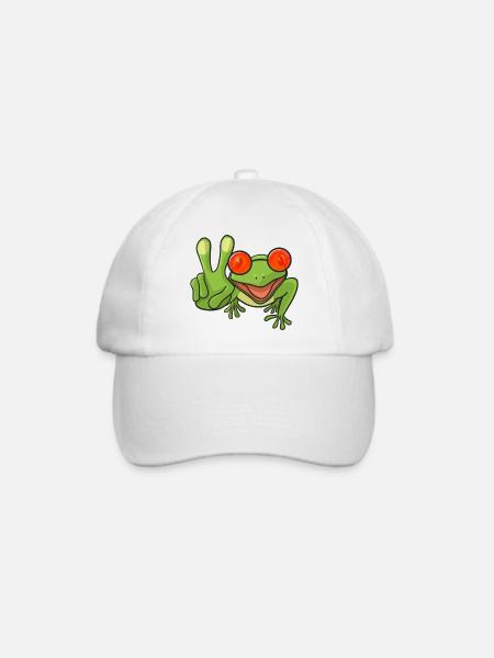 Frosch Hippie Sonnenbrille - Baseballkappe - Weiß/Weiß