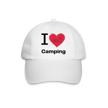 I LOVE Camping - Baseballkappe - Weiß/Weiß - Vorne