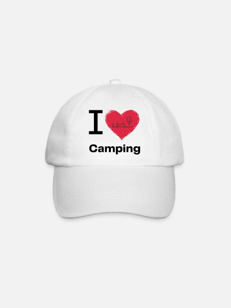I LOVE Camping - Baseballkappe - Weiß/Weiß