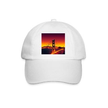 San Francisco Golden Gate Bridge Sonnenuntergang - Baseballkappe - Weiß/Weiß - Vorne