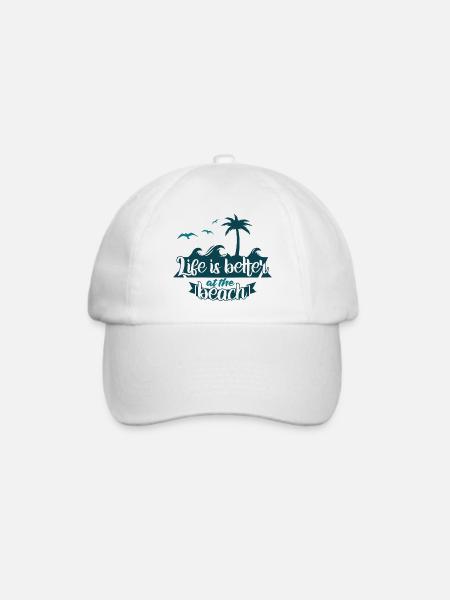 Das Leben ist am Strand schöner - Baseballkappe - Weiß/Weiß
