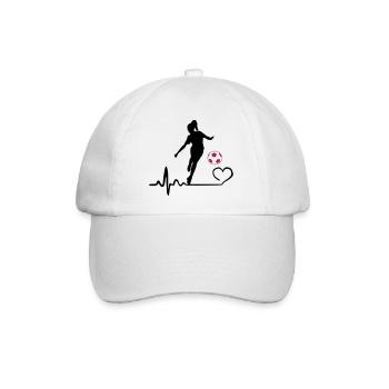 Fußballerin Herzschlag - Baseballkappe - Weiß/Weiß - Vorne