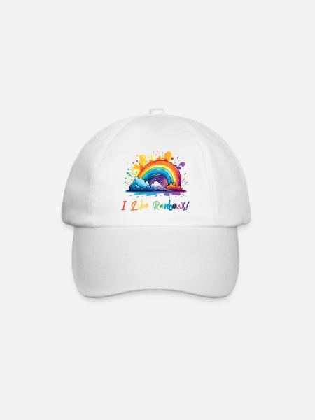 Ich mag Regenbögen - Baseballkappe - Weiß/Weiß