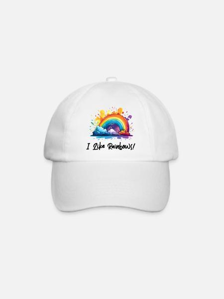 Ich Liebe Regenbögen - Baseballkappe - Weiß/Weiß