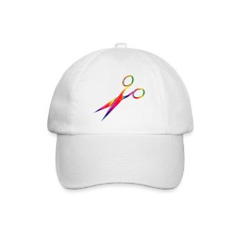 bunte Schere in Regenbogen Farben - Baseballkappe - Weiß/Weiß - Vorne