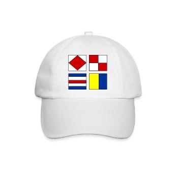 4 nautische Flaggen - Baseballkappe - Weiß/Weiß - Vorne