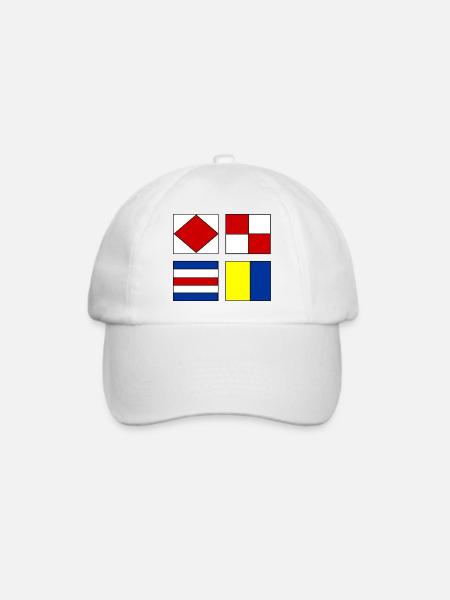 4 nautische Flaggen - Baseballkappe - Weiß/Weiß