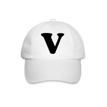 Buchstabe v - Baseballkappe - Weiß/Weiß - Vorne