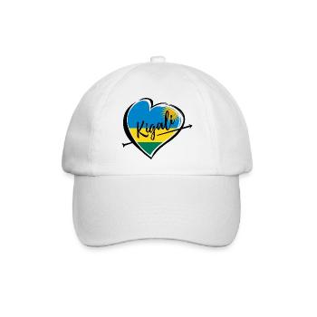 Kigali Herz Hauptstadt Ruanda Flagge Geschenk - Baseballkappe - Weiß/Weiß - Vorne