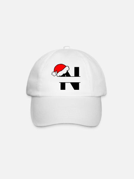 Weihnachtsalphabet Buchstabe N zum Personalisieren - Baseballkappe - Weiß/Weiß