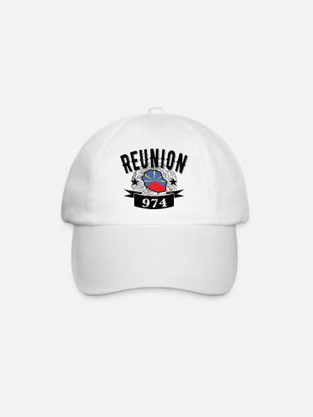 Geschenkidee Flaggenkarte La Réunion 974 - Baseballkappe - Weiß/Weiß