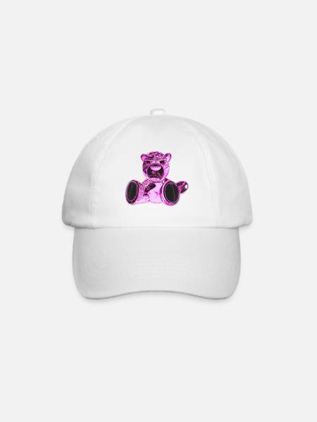Creepy Teddy Pink - Baseballkappe - Weiß/Weiß