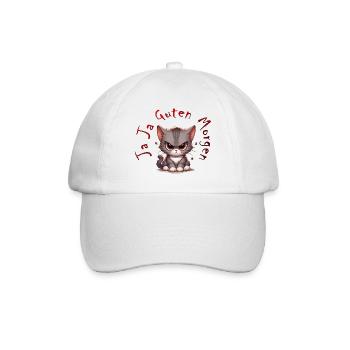 Cat Grimmig Guten Morgen - Baseballkappe - Weiß/Weiß - Vorne