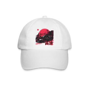 Schwarzer Lancer Evo | Klassisches JDM - Baseballkappe - Weiß/Weiß - Vorne
