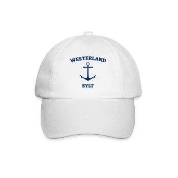 Westerland - Sylt - Nordsee - Anker - Möwe - Insel - Baseballkappe - Weiß/Weiß - Vorne