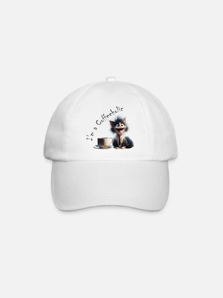 Cat Coffeeholic - Baseballkappe - Weiß/Weiß