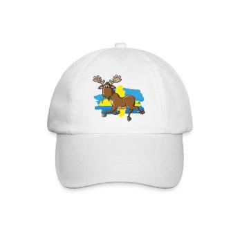 Lustiger Elch mit Schwedenflagge - Baseballkappe - Weiß/Weiß - Vorne