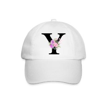 Lila Blumenbuchstabe y - Baseballkappe - Weiß/Weiß - Vorne