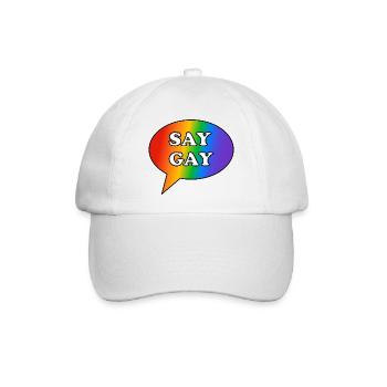 Sag Gay Rainbow Speech Bubble - Baseballkappe - Weiß/Weiß - Vorne