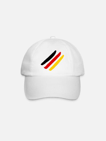 Deutschlandflagge - Style Streifen - Baseballkappe - Weiß/Weiß