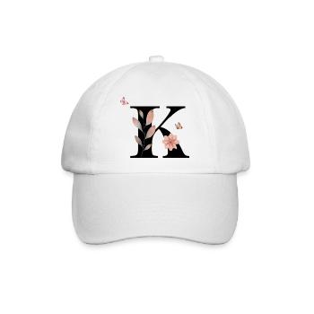 Buchstabe k Wildblumen Aquarelle - Baseballkappe - Weiß/Weiß - Vorne