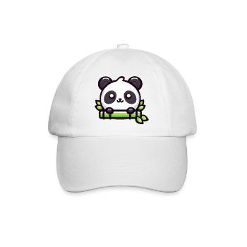 Bambus-Glückseligkeit: Chibi-Panda-Genuss - Baseballkappe - Weiß/Weiß - Vorne