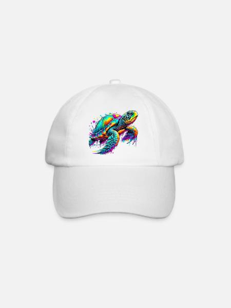 Schildkröte - Baseballkappe - Weiß/Weiß
