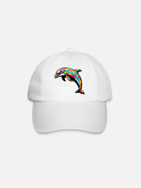 Delfin - Baseballkappe - Weiß/Weiß